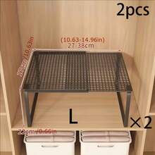 2 peças/1 peça Organizador de Armário Expansível Multifuncional - Prateleira de Armazenamento de Roupas Ajustável em Altura de Metal Resistente, Adequado para Casa, Escritório, Varejo, Cozinha, Quarto, Escrivaninha, Sapateira, Estante de Livros, Prateleira de Guarda-Roupa, Organização Doméstica e de Escritório, Design Elegante, Estrutura Durável, Fácil Instalação, Ajuda no Armazenamento Doméstico e de Escritório - Visão 13