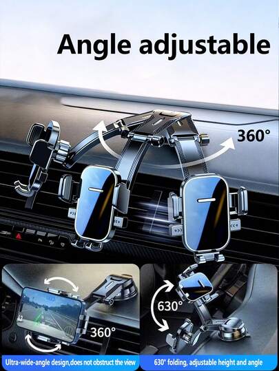 1pc Car Phone Holder | Adhesive Automatic Locking Suction Cup | 360° Rotation And Adjustment | Suitable For Windshields | Stable Navigation Mount | Universal For Multiple Car Models, Car Phone Holder