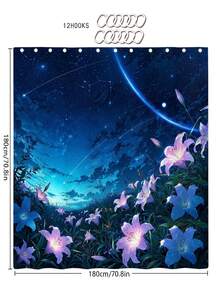 1/3/4件套梦幻星空百合印花浴室帘套装,梦幻花卉浴室窗帘,防水耐用,现代家居浴室装饰浴帘,72英寸*72英寸 - 浴室隔断浴帘,包含12个挂钩,浴室配件 - 包括马桶盖套、浴垫和地毯,采用涤纶面料 - 可水洗,适用于家庭浴室/酒店/日式风格/民宿/瑜伽馆,浪漫疗愈浴室装饰,四季皆宜,公寓必备,乔迁礼物,母亲节礼物 - 夢幻星空 - 查看 14