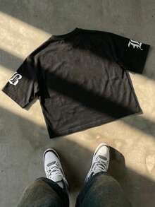 Men'S Casual Round-Neck T-Shirt With Letter Print For Spring And Summer In New York - Black - View 3