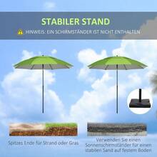 Strandschirm, Sonnenschirm, mit Belüftungsöffnungen, inkl. Schutzhülle, Φ1.85, Grün - B - Übersicht 7
