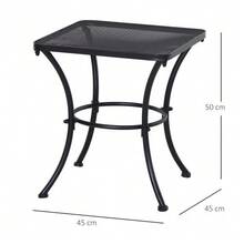 Side Table, Black Garden Table, 45x45x50cm, Metal Balcony Table, Coffee Table For Terrace And Garden. - Black - View 8
