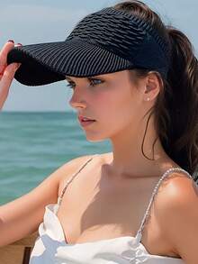 1顶新款鱼鳞镂空顶夏季遮阳帽，韩版针织棒球帽 - 棒球帽 - 查看 2