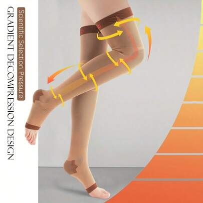 1Pair Of Seamless Knee Socks Ultra-Thin Breathable And Warm Leggings Unisex Seamless Design, For Outdoor Leisure Use