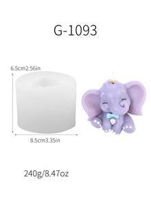 1个可爱大象造型蜡烛硅胶模具 - 白色 - 查看 5