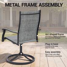 BOSMILLER 7-Piece Outdoor Patio Dining Set With Swivel Chairs & Metal Table, All-Weather Furniture For Deck, Lawn, Garden - Grey - Grey - View 7