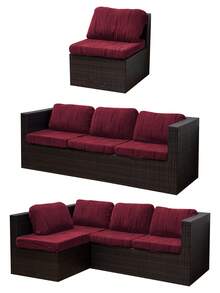 1pc Corn Kernel Jacquard Outdoor Sofa Seat Cushion Cover, Water-Resistant Solid Color Polyester Elastic Removable Half-Wrapped Sofa Cushion Cover, For Patio, Terrace, Garden Sofa - Burgundy - View 4