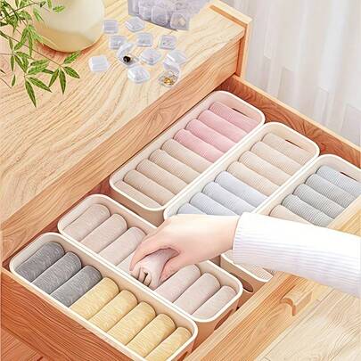 Bộ 5 giỏ đựng đồ di động - Thích hợp đựng đồ dùng văn phòng, phụ kiện, mỹ phẩm, tất, đồ lót, v.v. Những chiếc giỏ đựng đồ xếp chồng lên nhau thời trang và bền chắc - Giúp tiết kiệm không gian trong ngăn kéo, dùng làm giỏ đựng đồ, hộp đựng đồ, hộp đựng đồ gia dụng và thùng chứa đồ.