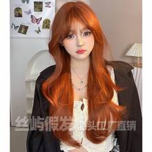Synthetic Woven Wigs - Orange + Hairnet - View 5