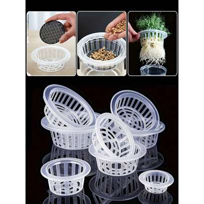 12pcs Vegetable Planting Baskets With Leak-Proof Trays, Hydroponic Vegetable Planting Baskets, Plastic Planting Pots And Flower Pots, Durable Plastic Suitable For Home Balcony Gardening And Hydroponic Seedling Trays, Indoor Plant Pots, Indoor And Outdoor Gardening Supplies
