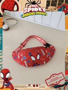 Marvel 1个漫威官方授权蜘蛛侠图案腰包，多功能斜挎包，男童休闲单肩包，轻便可调节肩带胸包，卡通零钱包，臀包，适合男孩、年轻粉丝、学生，完美适用于日常上学、户外玩耍、主题公园游玩、假期旅行和运动。 - 彩色 - 查看 14