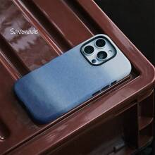 Ốp lưng điện thoại họa tiết tranh vẽ màu xanh gradient, tương thích với iPhone 17, 16PM, 15PM, 13, 13 Mini, 12, 11, XS Max, 7, SE2 - Bề mặt bóng - màu đen - Xem 4