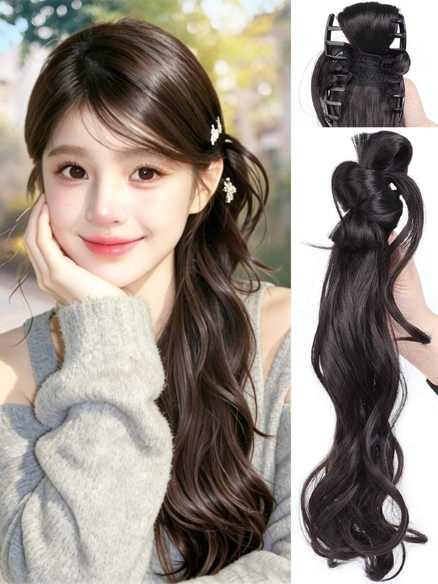 Tóc giả đuôi ngựa tết kiểu Trung Quốc mới dành cho nữ, có kẹp búi tóc, nhẹ nhàng và thanh lịch, phong cách cổ điển nhẹ nhàng, tóc giả tết tổng hợp. - Nhiều màu - Xem 1