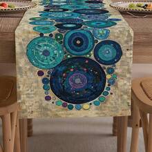 1 Reusable Household Kitchen Table Flag, Featuring A Fresh Polka Dot Circular Pattern, Made Of Linen Fabric, Suitable For Home Table Decoration, Party Decoration, Party Supplies, Holiday Decorations, And Holiday Items. There Are Multiple Sizes To Choose From, And They Can Also Be Given As Gifts. - Multicolor - View 2