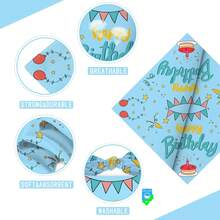 Pañuelo de feliz cumpleaños para perro, lavable, pañuelo triangular, ajustable, estampado de doble cara, rosa, globos de pastel (grande) - Azul, estrellas de globos para tartas - Ver 4