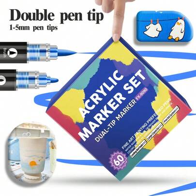 168 Colors Dual-Tip Acrylic Paint Markers Set, Stackable Retractable Marker Pen Set, Strong Covering Power For Layering, Student Soft Tip & Hard Tip Drawing Pens For Graffiti, Journaling, Note-Taking, Greeting Cards, Art Painting, Back To School Essential