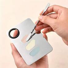 2 piezas Juego de paletas de maquillaje, paleta de maquillaje portátil para artistas, lápiz labial y herramientas de belleza, extractor de puntos negros, limpiador de poros, cuchara de acero inoxidable para base líquida, raspador facial, esencial para maquilladores profesionales, herramientas amigables para viajar, cuchara de alta calidad para una aplicación suave, para profesionales del maquillaje - Plateado - Ver 2