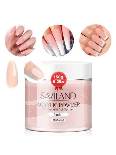  SAVILAND Nudes Acrylic Nail Powder 5.29oz Large Capacity Professional Acrylic Powder For Nail Extension 3D Carving French Manicure Salon Effect Long Lasting Chip Resistant No UV Lamp Needed No Curing Required Easy For Beginners Home Salon DIY Manicure Starter