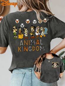 Disney License T Shirts,Disney Mickey Mouse & Friends Animal Kingdom Safari Graphic T-Shirt, Women's Oversized Character Safari Outfit Animal Print Balloon Letter Print Short Sleeve Tee, Casual Loose Fit Top For Disney World Animal Kingdom Trips, Theme Park Outings, Daily Wear, Disney Family Vacations & Safari Themed Outfits ,Camiseta, Summer Outfits For Women, Summer Clothes, Summer Tops, Tops For Women, Festival Outfits, Summer Tops For Women, Mother's Day, Mother's Day Clothing, Gifts For Family And Friends, Spring Outfits For Women, Officially Licensed Disney T-Shirts, Disney Men's And Women's Spring/Summer Fashion Casual Short-Sleeve T-Shirts - Xám - Xem 1