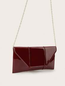 Luxury Evening Clutch, Elegant And Exquisite Lacquered Leather Flap Square Bag, Ideal Choice For Ladies, Party Girls, Suitable For Parties, Weddings, Balls, Galas, Best Gift For Mom, Teacher, Friends, Bridesmaids - Burgundy - View 4