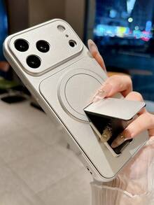 Ốp lưng điện thoại cao cấp mờ, có nam châm, tích hợp giá đỡ, tương thích với iPhone 17 Pro Max, 17 Pro, 16 Pro Max, 16 Pro, 15 Pro Max, 14 Pro, 14, 13, 12 Pro Max, chống sốc và bảo vệ ống kính. - Bạc - Xem 3