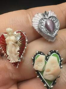 3D心形美甲模具，饰以蝴蝶翅膀和巴洛克复古图案，适用于树脂美甲设计、DIY美甲模板、美甲师工具和美甲护理产品 - 無色 - 查看 2