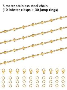 Dây chuyền kẹp giấy bằng thép không gỉ 1/2/5m, dây chuyền kẹp giấy bằng thép không gỉ 304 + khóa càng cua 10mm + vòng nối 5mm. Phụ kiện trang sức thủ công tự làm dành cho cả nam và nữ. - Chuỗi chéo - Xem 19