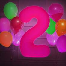 Mega-L - Suministros de fiesta que brillan en la oscuridad, globo fluorescente fluorescente fucsia número 2 de 40 pulgadas para el segundo cumpleaños, globos de números de bricolaje con letrero de - Número 8 - Ver 10