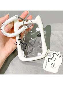 1 chiếc móc khóa đựng thẻ ảnh hình mèo dày dặn, chống rơi, làm bằng silicon acrylic, dùng cho học sinh, thẻ sinh viên, thẻ trường học, đồ dùng học tập. - A - Xem 2