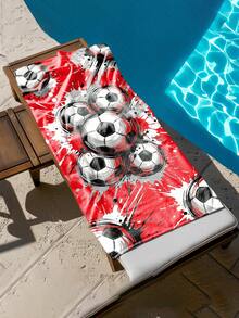 1pc Splatter Paint Football Pattern Red Kids Beach Towel, Super Absorbent Oversized Beach Blanket, Suitable For Travel, Swimming Pool, Diving, Surfing, Yoga, Camping, Available In Multiple Sizes, Beach Accessories - Multicolor - View 9