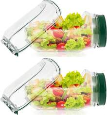 2Pcs Salad Pod Container, Vertical Layering Salad Pod, Built-In Bowl Design, Plastic Interval Salads Box With Leak Proof Sauce Dressing Case, Fresh Salads Storage For Lunch, Fruit - Green - View 4
