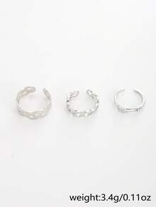 一套时尚简约不锈钢叶形脚趾环，适合女性海滩度假、海边约会、旅行、日常佩戴、送礼。 - 銀色 - 查看 5