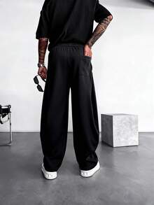 Camvyn Casual & Versatile! Men's Summer Lightweight Loose Version Barrel Leg Casual Pants - Black - View 2