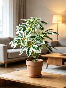 27-45cm 人造龜背竹植物 仿真馬拉塔樹 假棕櫚葉 逼真雪佛蘭枝條 塑膠榕樹植物 熱帶棕櫚葉 用於居家辦公室商店裝飾 不含花盆 1件裝 - 綠色 - 查看 6