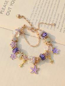1 chiếc vòng tay charm hoa anh đào cổ điển, vòng tay DIY phong cách Bohemian thời trang cho kỳ nghỉ hoa anh đào, vòng tay charm hoa anh đào màu hồng - Hồng - Xem 6