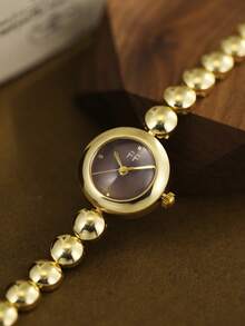 1pc Square Bamboo Knot Quartz Watch In Gold/Silver Color, Suitable For Daily Wear And Perfect Gift For Birthday, Christmas - Gold - View 3
