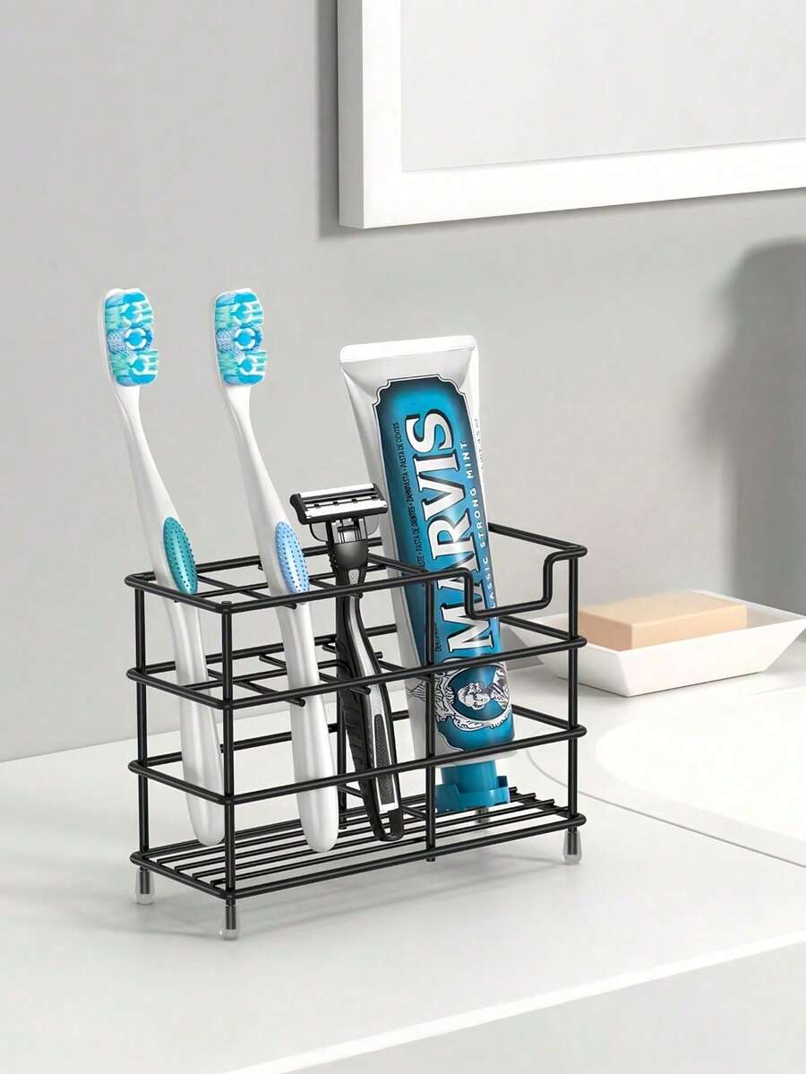 5-Compartment 304 Stainless Steel Multifunctional Bathroom Toothbrush Holder Toothpaste Rack Bathroom Storage Shelf Cosmetic Rack Draining Rack Bathroom Decor