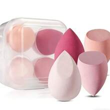 Bộ 4 miếng mút trang điểm, bao gồm mút trang điểm, mút tán kem nền, mút trang điểm có hộp đựng và mút phủ phấn mềm mại, thích hợp cho việc trang điểm dạng lỏng, kem và phấn. - 4 miếng mỗi hộp - Xem 1