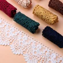 15-Code European Crown Pattern Embroidered Water-Soluble Lace Trim, 3.35 Inches Wide, Non-Stretch Hollow Polyester Lace Edge, Suitable For Clothing Sewing, DIY Crafts, Hem Finishing, Waist And Neckline Decoration - Multicolor - View 4