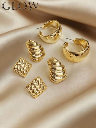 1 Pair Exaggerated Asymmetrical Geometric Metal Earrings, Suitable For Teenage Girls Daily, Festival And Party Wear