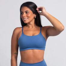 High-Support Polyamide Fitness Top With Double Lining. - Light Blue - View 1