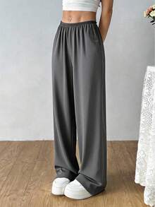 Nouveau pantalon de détente à imprimé rayures et nœud doux, printemps/été. Pantalon de pyjama ample et doux pour femmes - Gris - Voir 5
