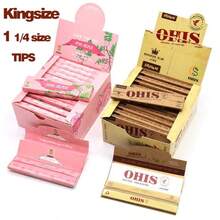 OHIS 粉色卷烟纸：32 张高品质粉色卷烟纸 + 32 个滤嘴 - 慢燃，尺寸可调节，是送给吸烟者的完美礼物 - 手工卷烟纸配件 - 未漂白卷烟纸 - 天然阿拉伯树胶卷烟纸 - 110 毫米慢燃卷烟纸 - 经典超薄卷烟纸，燃烧顺畅。圣诞节礼物、万圣节礼物、各种生日礼物。 - 粉色 - 查看 1