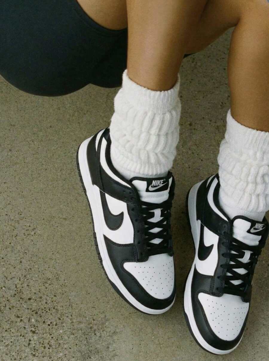 Nike Dunk Low GS Panda Sneakers Casual Breathable Cushioning Lightweight Shock Absorption Anti-Slip Thick Sole Logo Color Block Versatile Gym Daily Commuting Streetwear Women Black White CW1590-100