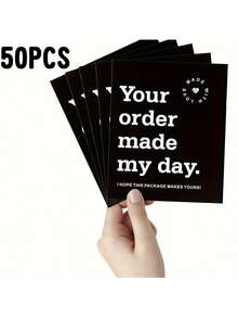 50pcs White Thank You Cards With "Your Order Made Me Happy" Text And Heart Design, Suitable For Retail And Small Business Customer Appreciation And Building Loyalty, Great For Daily Office Use Thank You Cards - Multicolor - View 6