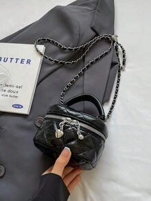 Luxury Bags Designer Handbags Mini Box Purse, Quilted Diamond Pattern Shoulder Bag Handbags, PU Waterproof Crossbody Bag Local Delivery, Luxury Handbags Luxury Designer Bags Y2K Cool Style Handbag, Portable Chain Strap Purse For Women, Lightweight Zipper Closure Box Bag, Suitable For Shopping Travel Commuting, Birthday Gift Independence Day Celebration Gift, Bolsos Para Mujer - 黑色 - 查看 7