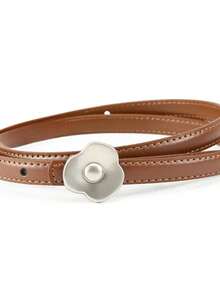 新款花卉装饰腰带，百搭纯色性感PU皮革，四季皆宜 - 多色 - 查看 13