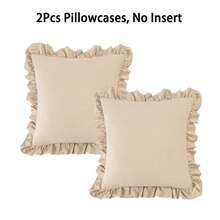 2pcs Ruffled Pillow Covers, Soft Velvet Decorative Cushion Covers, Solid Color Sofa Throw Pillow Cases, Suitable For Living Room, Bedroom, Home Decor (Inserts Not Included) - Light Grey - View 14