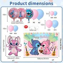 1 Bộ trang trí vòm bóng bay sinh nhật chủ đề Stitch màu xanh dương và hồng dễ thương, bóng bay hình thiên thần màu hồng, 1 bộ bóng bay phông nền chủ đề lá cọ Stitch màu xanh dương và hồng ngọt ngào cho tiệc sinh nhật, hoàn hảo để trang trí tường và phông nền cho lễ sinh nhật, bộ trang trí vòm bóng bay. - TZQQ - Xem 6