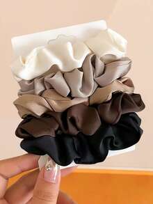 6/1pc Satin Scrunchie, High Elasticity No Damage To Hair, Basic Vintage Sweet Hair Accessory - Suitable For Women And Girls, Daily Wear, Dating, Vacation, School - Multicolor - View 5